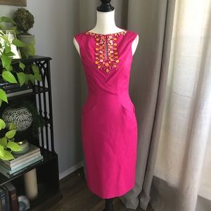 David Meister Sheath Pink Beaded Dress